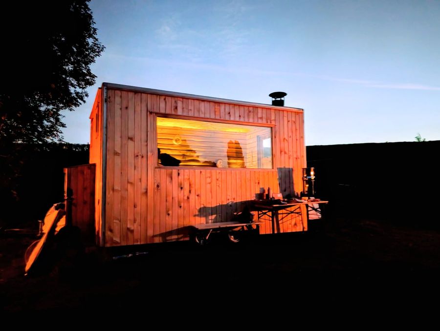 sauna at night 
