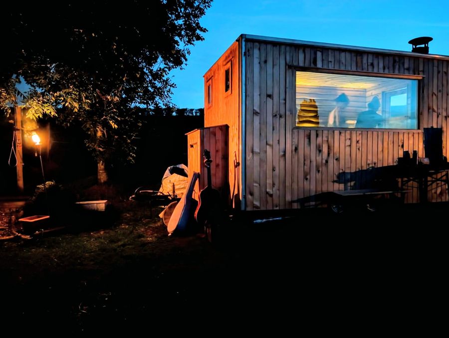 sauna at night 
