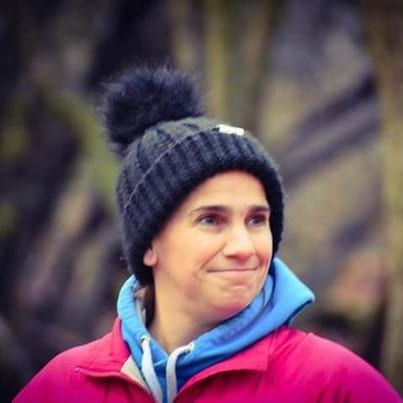 Caroline Rickards in a bobble hat, Court Farm Lakes